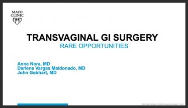 Transvaginal Gastrointestinal Surgery, Rare Opportunities