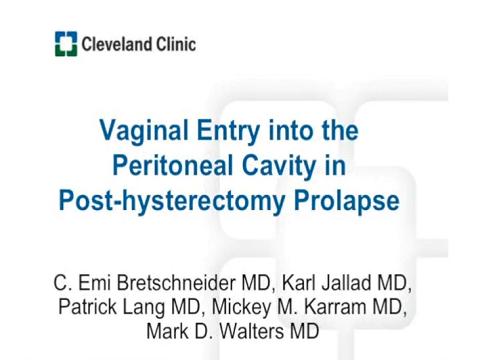VARIOUS METHODS OF ENTRY INTO THE PERITONEAL CAVITY IN POST-HYSTERECTOMY PROLAPSE