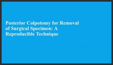 Posterior Colpotomy for Removal of Surgical Specimen: A Reproducible Technique