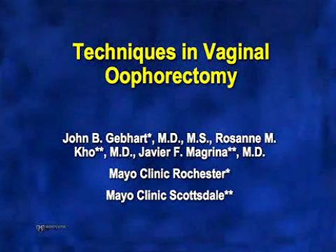 TECHNIQUES IN VAGINAL OOPHORECTOMY