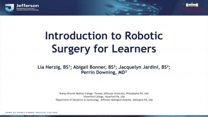 Introduction to Robotic Surgery for Learners