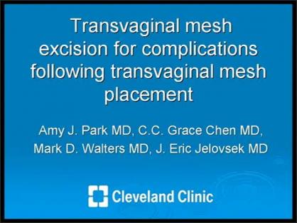 Transvaginal Mesh Excision for Complications Following Transvaginal Mesh Placement