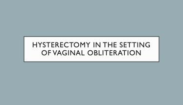 Hysterectomy in the Setting of Vaginal Obliteration
