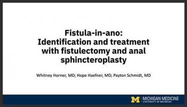 Fistula-in-ano: Identification and treatment with fistulectomy and anal sphincteroplasty